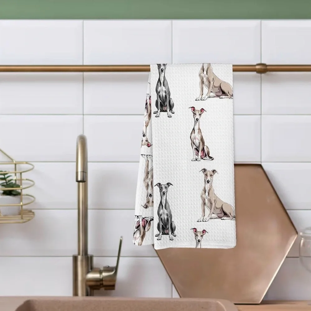 NWT/SET of TWO/DOG LOVERS/Greyhound Kitchen/Tea Towels/W-16 X L-24 Inches